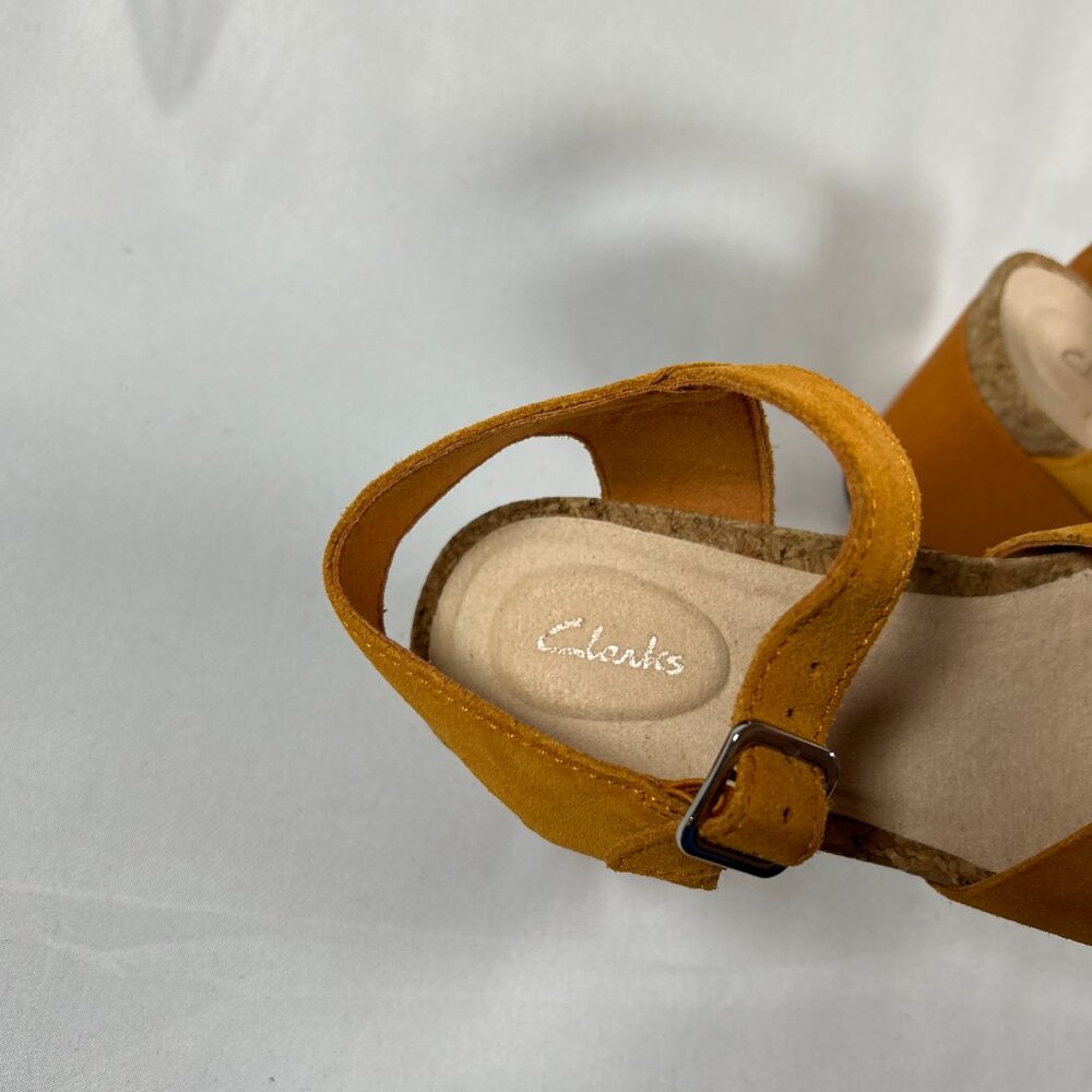Clarks Orange Suede Wedge Sandals - Picture 8 of 12